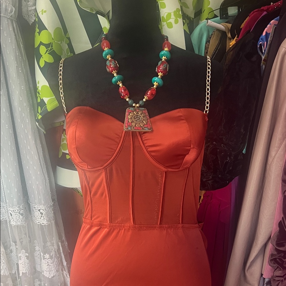 Fashion Nova Strapless Orange Dress